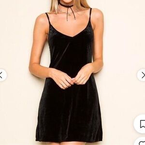 Brandy Melville Black Velvet Mini Dress